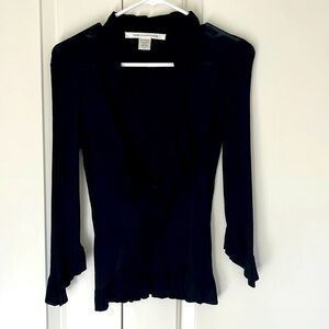 Diane Von Furstenberg Open Front Black Cardigan Sweater, EUC